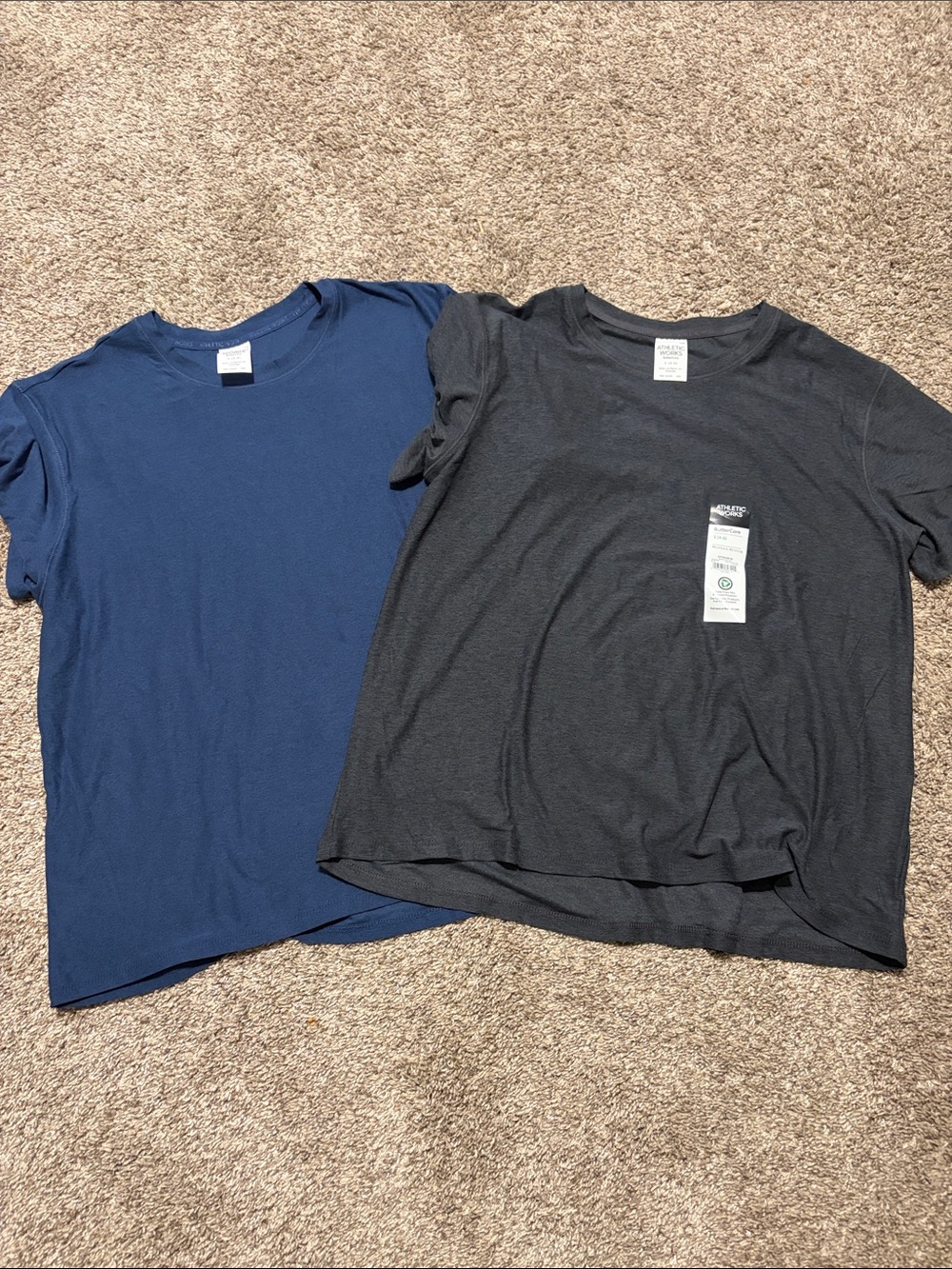 NEW Set of 2 Athletic Works Women’s ButterCore Tees Gray & Blue Small